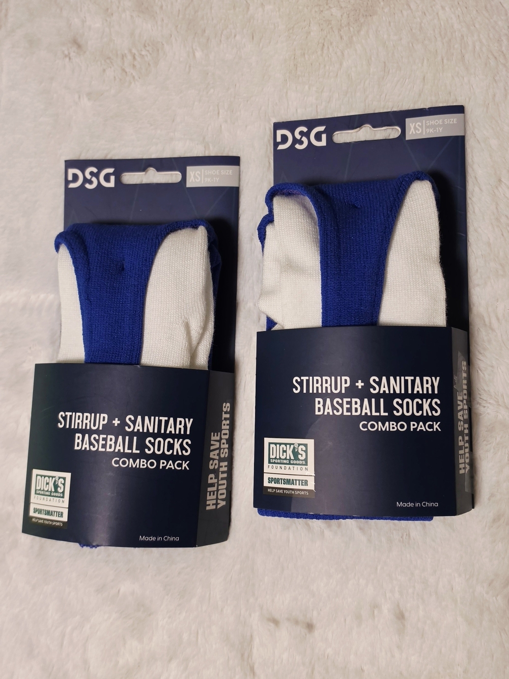 DSG White and Blue Stirrup + Sanitary Baseball Socks Combo(SOC68/69)